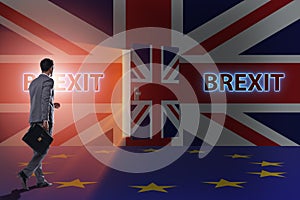 The businessman in brexit concept - uk leaving eu