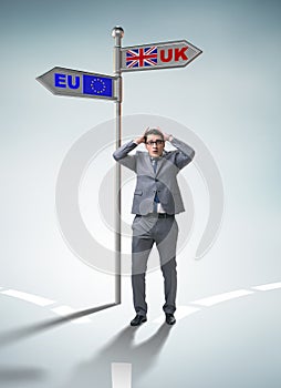 The businessman in brexit concept - uk leaving eu