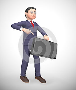 Businessman with briefcase character depicts an entrepreneur or salesman - 3d illustration