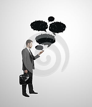 Businessman with bubbletalk