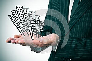 Businessman and buildings