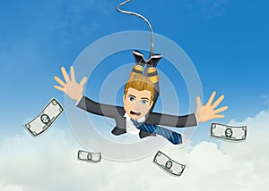 Businessman bungee jumping