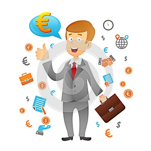 Businessman And Business Icons vector design illustration