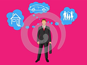 A businessman in a business suit. Issuing loans, deposits, loan money. Vector