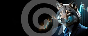 Businessman in a Business Suit with Wolf Head - Generative Ai