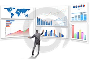 Businessman in business visualization and infographics concept