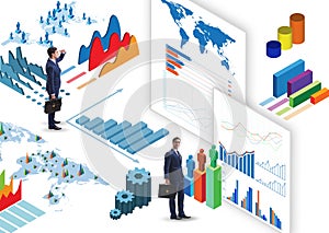 Businessman in business visualization and infographics concept