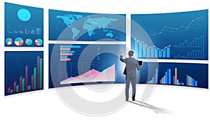 Businessman in business visualization and infographics concept