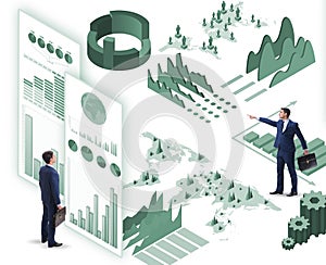 Businessman in business visualization and infographics concept