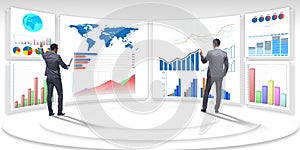 The businessman in business visualization and infographics concept photo