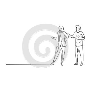 Businessman and businesswoman having a business discussion. Effective communication in business concept.