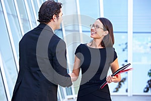 Businessman And Businesswomen Shaking Hands
