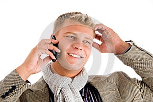 Businessman busy with phone call