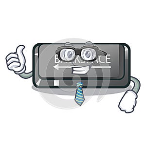 Businessman button backspace in the shape cartoon