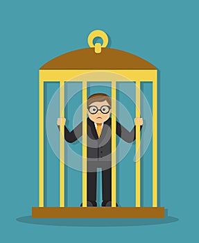 Businessman in a cage