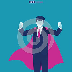 Businessman with cape as superhero. Business vector illustration