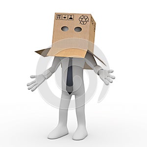 Businessman with a cardboard box over his head