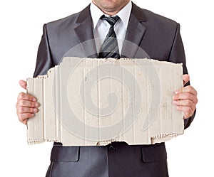 Businessman with cardboard frame