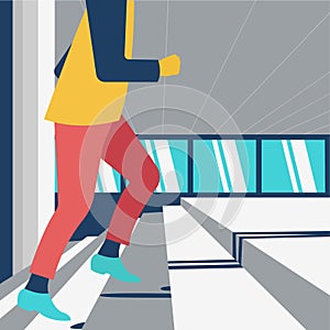 Businessman career development illustration, Male climbing stairs