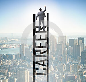 Businessman in career ladder concept