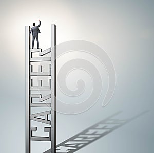 Businessman in career ladder concept