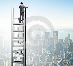 Businessman in career ladder concept