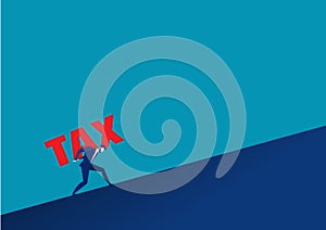 Businessman carrying big tax concept.vector