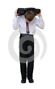 Businessman carrying a briefcase on a back