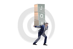The businessman carrying the burden of his job