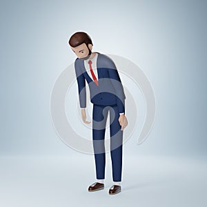 Businessman cartoon character apologize