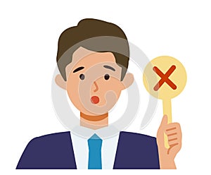 BusinessMan cartoon character. People face profiles avatars and icons. Close up image of man having warning expression