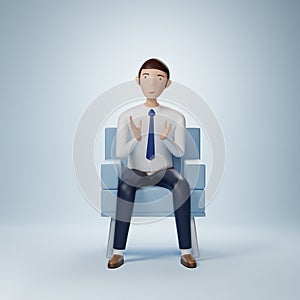 Businessman cartoon character sitting with clap