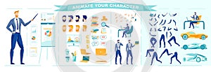 Businessman Cartoon Character Vector Animate Set