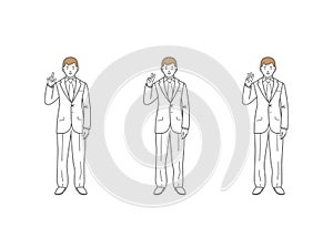 Businessman cartoon character vector One finger, one two, three.