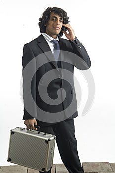 Businessman with case