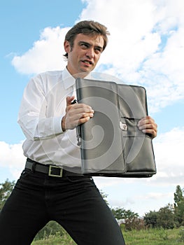 Businessman with case