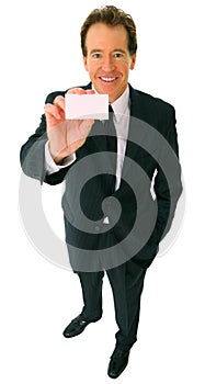 Businessman Caucasian Showing Business Card