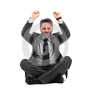 Businessman celebrates