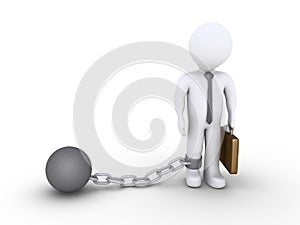 Businessman with a chain ball