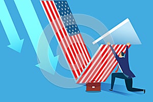 A businessman Changing direction arrow usa flag. Business concept vector