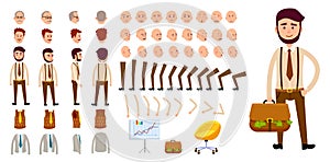 Businessman Character Creation Set. Cartoon Design