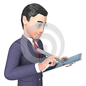 Businessman Character Represents Progress Report And Analysis 3d Rendering