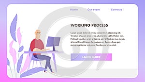 Businessman Character Work Monitor Landing Page