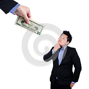 Businessman chase people with money