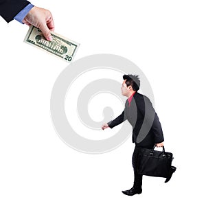 Businessman chase people with money metaphor