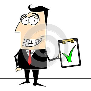 Businessman, check-up mark, white background