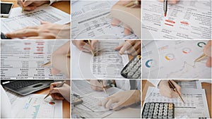 Businessman checking financial report and charts in the office