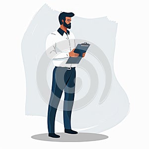 Businessman checking tablet in office scene