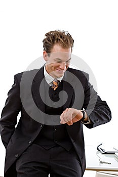 Businessman checking time