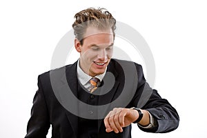 Businessman checking time